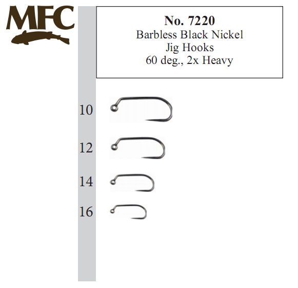 0-7220 Barbless Black Nickle Jig Hook