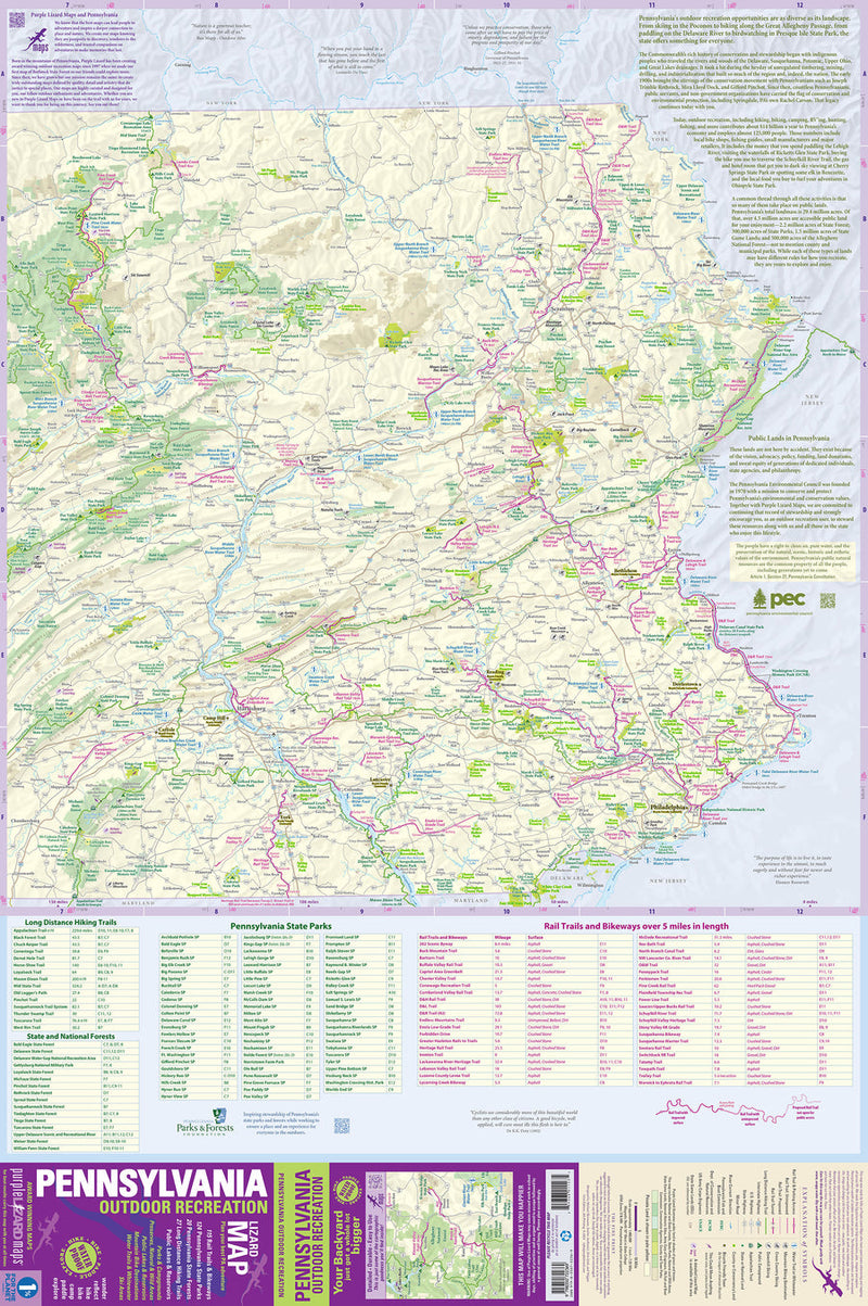 Purple Lizard Map Pennsylvania Outdoor Recreation