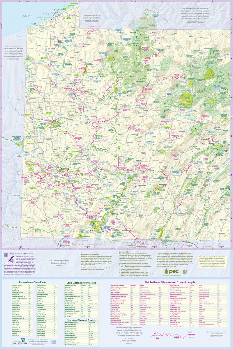 Purple Lizard Map Pennsylvania Outdoor Recreation