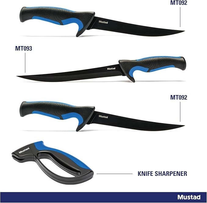 Mustad 3pc Knife Set with Sharpener