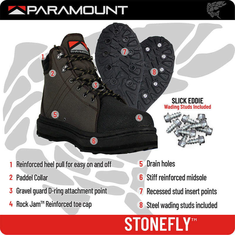 Paramount Stonefly Wading Shoe - Women's/Youth Cleated Sole with Studs