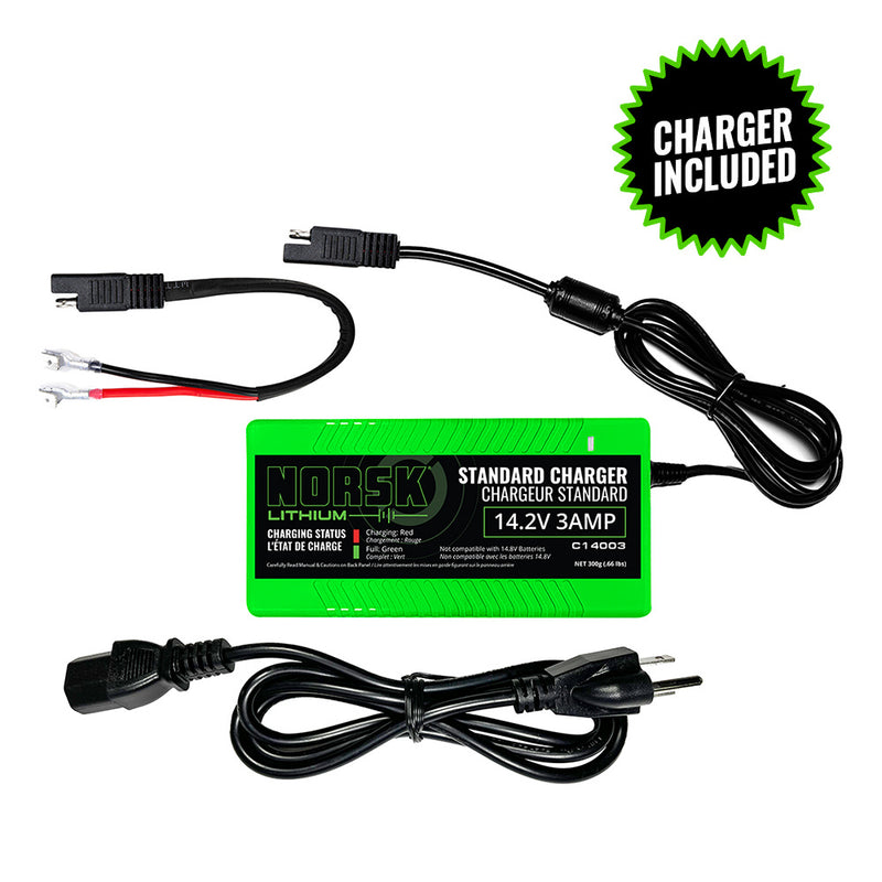 Norsk 12.8V 15Ah Lithium Battery with Charger