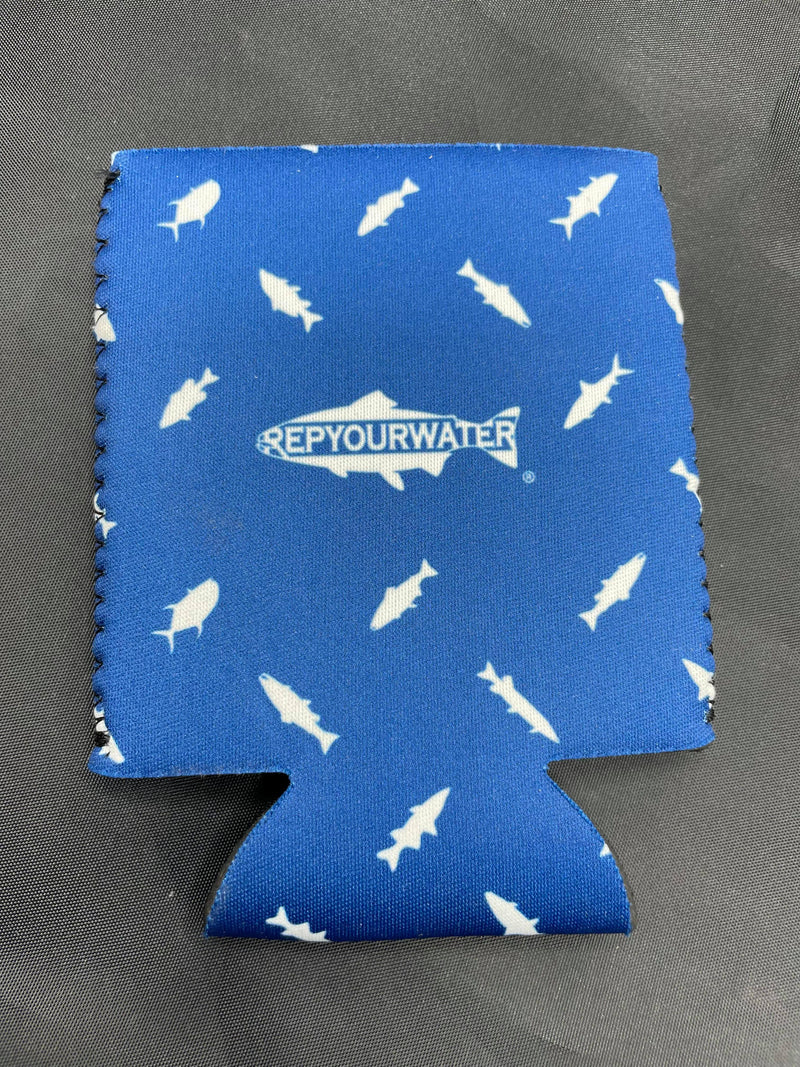 RepYourWater Can Coolers Blue Fish Print