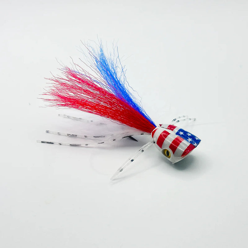 Flymen Fishing SS Double Barrel Patriot Bass Bug Popper