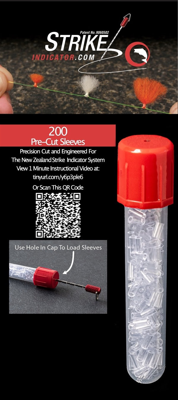 New Zealand Strike Indicator 200 Pre-Cut Sleeves and Vial