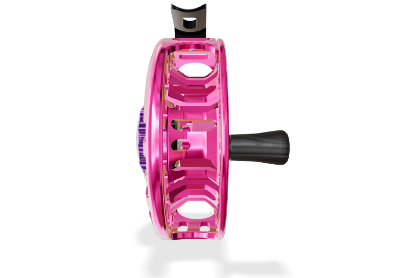 Abel Vaya 4/5 Fly Reel - Pink w/ Purple Drag Knob - Ebony Wood Handle